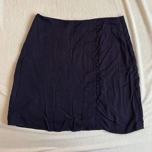 & Other Stories Buttoned A Line Navy Blue Mini Skirt